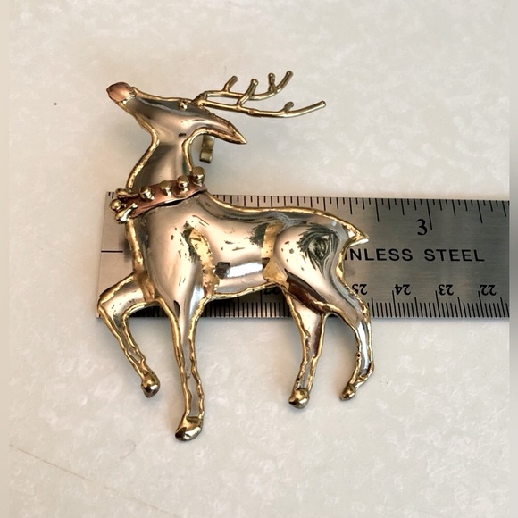 Vintage Mixed Metals Reindeer Brooch/Pendant - Picture 4 of 12